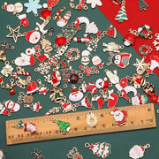 SANNIX 110Pcs 55 Pairs Christmas Charms Gold Enamel Jewelry Pendants for Holiday Xmas Earring Bracelet Necklace Craft Making