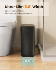 TIPGO 5 Gallon Automatic Bathroom Trash Can with Lid, Black, Touchless | Motion Sensor, Slim Smart Garbage Bin, Plastic Wastebasket, Battery Operated, Manual Button, for Bedroom, Office, RV