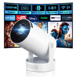 Philoent Mini Projector with WiFi 6 and BT 5.4, Built-in Apps 2026 Upgraded | 1080P/4K Support, 180° Rotation, Wi-Fi 6 & Bluetooth 5.4, Automatic Keystone Correction, Fast Focus, 25 dB for home cinema