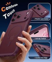 FNTCASE for iPhone 18 Pro Max / 17 Pro Max Case Fit for MagSafe Burgundy | Translucent Magnetic Slim Shockproof Protective Cover with Screen Protector, Military Grade Drop Protection