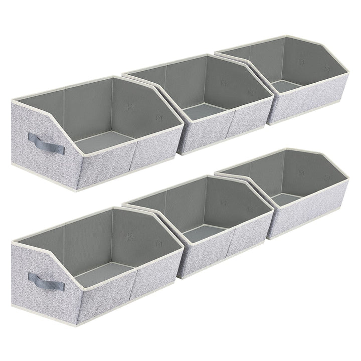 Homsorout Closet Organizers Bins 6 Packs - Large Closet Shelf Organizer with Handles, Fabric Trapezoid Storage Bins, Collapsible Storage Cubes for Clothes, Towels, Light Gray