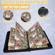 GERMUN 9 Pocket Trading Card Binder,720 Cards, 40 Pages,3 Ring,Double Sided Pockets PU Cover Zipper Collection Album Folder for Standard MTG, TCG, Sports Cards(Black)