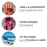 TOWEL CRABBER Towel Bands (6-Pack), Beach Pool & Cruise Chairs, Extra Durable, Cruise Ship & Beach Essentials, Alternative to Beach Towel Clips (3 Regular + 3 Glow in The Dark)