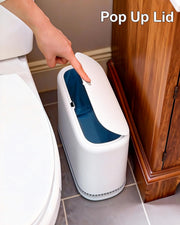 Purexa 2.3 Gallon Slim Small Bathroom Trash Can with Lid, White Dog Proof Garbage Can with Air-Press Bag Expander & Removable Bucket, Narrow Bathroom Waste Basket for Bedroom, Office, Dorm