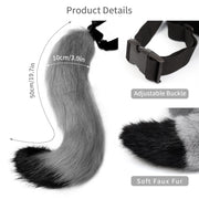 HAOAN Faux Fur Wolf Ears Headband Fox Tail and Paw Gloves Set Cosplay Halloween Costume Accessories