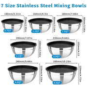 YJSLICT Stainless Steel Mixing Bowls with Lids, 7-Piece Nesting Bowl Set | 7 Sizes: 0.7–4.5 QT, Stackable Stainless Steel Mixing Bowls with Lids for Baking, Prep, Serving and Storage