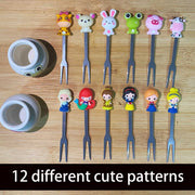 HENWAFX Stainless Steel Fruit Fork for Home (Cartoon+ fairy princess) | Cute Set of 6 Fruit Forks with Holder