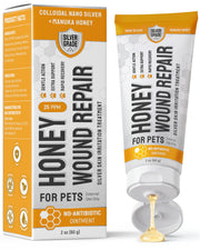 SILVER GRADE Dog Wound Care with Manuka Honey & Colloidal Silver for Scratches & Skin Irritations – Cat & Dog Hot Spot Treatment Gel Works as Honey Rapid Wound Repair for Horses – for All Pets – 2-Oz