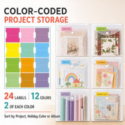 RUICHUAN 12 x 12 Scrapbook Paper Storage, 20 Pack Clear Snap Envelopes | Scrapbook Organizer with 24 Labels, Holds Cardstock, Vinyl Sheets and Photos in Craft Rooms, Offices and Schools