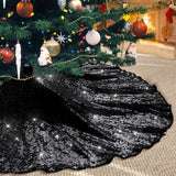 Poise3EHome Black Christmas Tree Skirt, 36 Inch Sequin Tree Skirt | Christmas Halloween New Year Tree Base Decor for Living Rooms Entryways Offices and Covered Patios