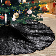 Poise3EHome Black Christmas Tree Skirt, 36 Inch Sequin Tree Skirt | Christmas Halloween New Year Tree Base Decor for Living Rooms Entryways Offices and Covered Patios