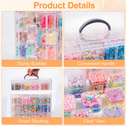DILIBRA Bead Organizer Box, 5-Tier Stackable 140 Pcs Craft Storage Boxes | Portable Plastic Cases with Lids, Mini Bead Storage Containers for Jewelry Making Bracelets DIY Diamonds Nail Art Charms