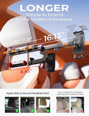 LISEN iPad Holder for Car Tablet Mount, 4 in 1 Adjust Arm Back Seat Stand | Car Accessories for Women, Car Interior Kit Organizer, Road Trip Essentials Kids, Toddler Travel Essential Car Mount Headrest