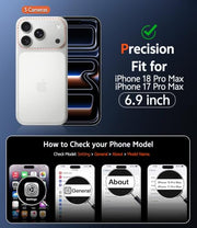 FNTCASE Magnetic for iPhone 18 Pro Max Case/17 Pro Max Case, Clear | Screen Protector, Military Grade Drop Protection, Slim Magnetic Phone Cases, Shockproof Bumper, Transparent Cell Cover