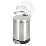 Glad Small Trash Can, 1.2 Gallon | Round Stainless Steel Garbage Bin with Soft Close Lid & Step Foot Pedal | Metal Waste Basket with Removable Inner Bucket, Stainless, 8 x 9.5 x 12 inches