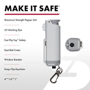 SABRE Auto Safe Escape Pepper Gel Spray with Seat Belt Cutter & Window Glass Breaker for Automotive Safety - Max Strength, Fast Flip-Top Safety, Snap-Clip Keychain, 10 Sec. Spray Time, 0.54 fl oz