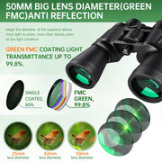 20x50 High Powered Binoculars for Adults, Waterproof Compact Binoculars with Low Light Vision for Bird Watching Hunting Camping Travel Cruise Hiking Sports Stargazing, Christmas Birthday Gifts for Men