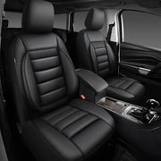 CAR PASS Faux Leather Car Seat Covers Front Seats Only, 3D Foam Support Car Seat Covers, Universal fit for Trucks Vans SUVs Sedans Automotive Comfortable, Airbag Compatible 2 Pieces Front Solid Black