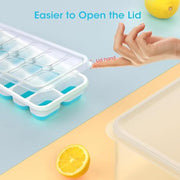 DOQAUS Ice Cube Tray with Lid and Bin,4 Pack Ice Cube Trays for Freezer | Silicone,Stackable. Easy Release Trays with Storage Bin & Scoop. Ideal for Freezer, Kitchen, RV, Cocktail, Coffee.