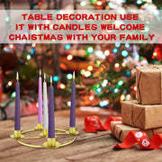 Advent Wreath Candle Holder, Christmas Candle Rings for Tapered Candles | Advent Wreath 5 candle Holder for Christmas Festival Home Party Church Decor, Gold