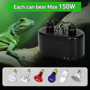 REPTI ZOO Dual Reptile Light Fixture for Reptile Dome UVB Lamp Fixture Dual Reptile Reflector Dome Lamp Cap Combo Integration Design Heat Lighting Lamp Kit
