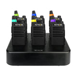 Retevis RT22 Commercial FRS Walkie Talkies Rechargeable Long Range (6 Pack) | Slim & Lightweight 2 Way Radio, For K-12 & Retail, Comfortable for All-Day Wear, Loud & Clear Audio, Charge 6 Radios At Once