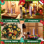 Advent Wreath Candle Holder, Christmas Candle Rings for Tapered Candles | Advent Wreath 5 candle Holder for Christmas Festival Home Party Church Decor, Gold