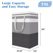 BlissTotes 3-Pack Laundry Basket, Collapsible Laundry Hamper, Grey, 75L | Laundry Clothes Hamper, Hampers for Bedroom, Freestanding Hamper with Handles, Clothes Laundry Basket