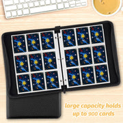GERMUN Trading Card Binder, 900 Pockets Card Binder, 9-Poccket Sided Pocket Sports Card Binder, Premium Card Binders Compatible with MTG, TCG, Baseball Cards(Carbon Black)