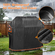 MyraLexis 58" BBQ Grill Cover for Outdoor Grill 1000D Heavy Duty Waterproof | Fits Weber Genesis II, LX 300, Genesis 300 Series Gas Grills, Tear & Fade Resistant 7130 Grill Cover with Buckles, Air Vents