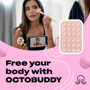 OCTOBUDDY Classic - Silicone Suction Phone Case Adhesive Mount, Chalk Pink | Hands-Free, Strong Grip Holder for Selfies and Videos - iPhone and Android Compatible - 2.25″ x 3.25″