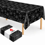 HAMDKS 4 Pack Halloween Tablecloth, Spider Web Table Cloth | 108" x 54" Rectangular Table Cover, Black Plastic Disposable Tablecloth for Halloween Decor Party Supplies