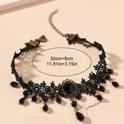 Fesciory Black Necklace for Women, Adjustable Daily Goth Jewelry Gift | Adjustable Fit, Close-Fit Black Necklace, Lace Velvet Beaded or Pendant Styles, Goth 90s Y2K Looks, Halloween & Party Wear