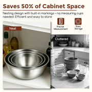 Gronivex Stainless Steel Mixing Bowls Set, 3-Piece (1.5, 2.2 & 3.4 Qt) | Food-Grade Metal, Dishwasher safe，Stackable Nesting & Space-Saving – For Kitchen Baking, Salads, Meal Prep, RV & Camping