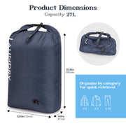 CANBOX Travel Laundry Bag, Waterproof Compression Storage for Dirty Clothes | Wet/Dry Space-Saving Laundry Storage Organizer, Smell Proof Storage Bag for Clothing, Swimming, Yoga, Gym, Camping,L
