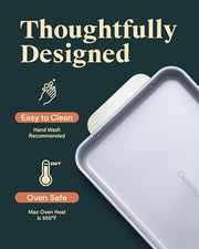 Caraway Non-Stick Ceramic-Coated 9"x13" Rectangle Pan | Naturally Slick Ceramic Coating, Non-Toxic, PTFE and PFOA Free, Perfect for Brownies, Lasagnas, and More, Cream