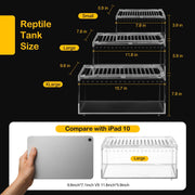 Clioran Reptile PC Tank,Escape Proof Magnetic Lid Tarantula Enclosure Large | Easy Clean Seamless Base Hermit Crab Habitat,Stackable Isopod Terrarium,Cross Ventilation Spider Starter Cage,Frog Container