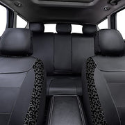 Flying Banner Carbon Fiber Leather Vehicle Seat Covers, Leopard Gray Black, Universal Fit - 8PCS