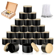 MGLIFEUL 4oz Candle Tins Jars Cans with Lids and Wax Wick for Making Candle | Black Empty Candle Containers for Small Business & Beginners Commercial candle-making DIY Candle Supplies (Black,4oz,12pcs)