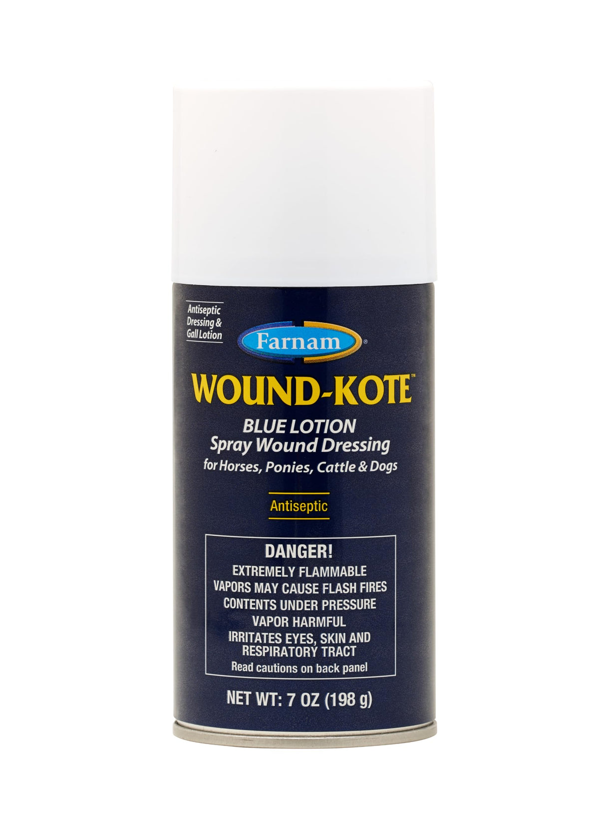Farnam Wound-Kote Blue Lotion Spray Wound Care for Horses 7 Oz. | Effective against bacterial infections common in skin lesions, surface wounds or minor cuts of domestic animals