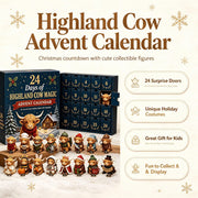 2026 3D Highland Cow Advent Calendar, 24 Days Christmas Countdown Calendar with Cute Farm Cattle Mini Figurines, Collectible Christmas Ornament Gift