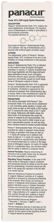 (3 Pack) PANACUR Dewormer Horse Paste 10%, 100mg Each