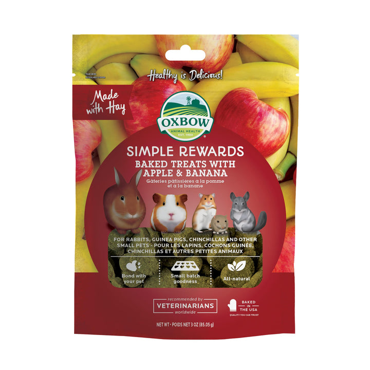 Oxbow Simple Rewards Guinea Pig & Rabbit Treats, Apple Banana, Baked, 3 oz | Timothy Hay, Bunny Treats, Hamster Treats, Chinchilla, Guinea Pig Snack, Rabbit Enrichment, Rabbit Accessories, Essentials