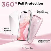 GolbinBox Magnetic for iPhone 18 Pro Case/17 Pro Case, Chalk Pink | Compatible with MagSafe, Camera Protection, Screen Protector, Silicone Shockproof Phone Case, Anti-Scratch Microfiber Lining