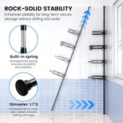 Adjustable Shower Caddy Tension Pole: Rustproof Corner Bathroom Shelves | 4-Tier 31-124" No Drill Standing Organizer Fits Apartments Rentals Bathroom Bathtub, for Shampoo, Conditioner, Bath Essential