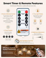 Homemory 12-Pack Remote Flameless LED Battery Tea Light Candles, 400+Hrs | 2/4/6/8H Timer Flickering Tealight Votives for Halloween Pumpkins, Christmas Decor, Weddings and Home Ambiance