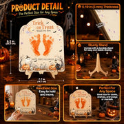 Baby's First Halloween Sign - Trick or Treat Smell My Feet Sign | DIY Footprint Keepsake Wood Craft Kit for Baby Boy & Girl, Babies 1st Halloween Sign, Stand Included, 9.25 x 7.75 in