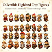 2026 3D Highland Cow Advent Calendar, 24 Days Christmas Countdown Calendar with Cute Farm Cattle Mini Figurines, Collectible Christmas Ornament Gift