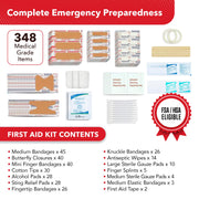 Swiss Safe 2-in-1 348 Pcs Large First Aid Kit for Camping, Travel & Car