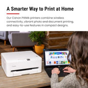 Canon PIXMA TS6520 Wireless Color Inkjet Printer, Duplex Printing, Copier/Scanner, 1.42" OLED Display, Compact, White